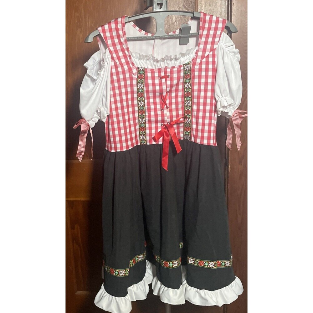 Red and Black Puff Sleeve Oktoberfest dress